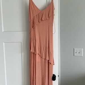 Elegant Peach Ruffle Dress